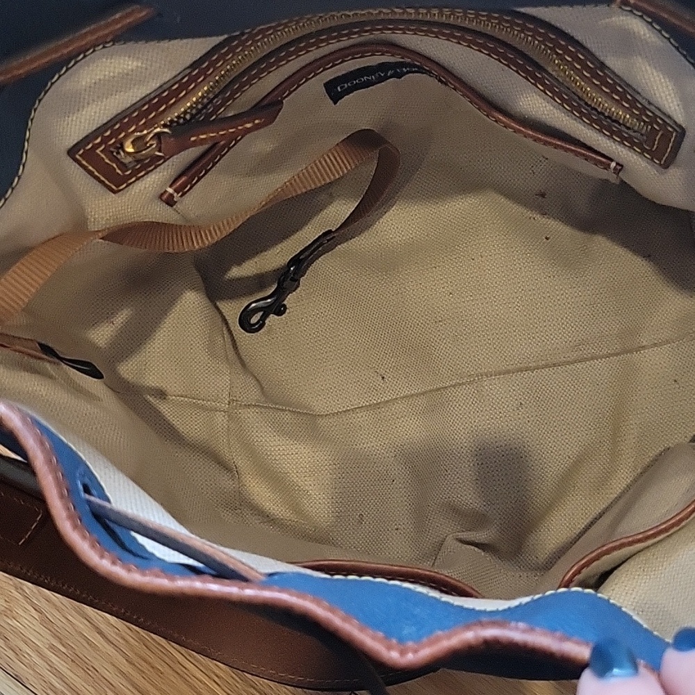 Dooney & Bourke Pebbled Leather Drawstring Bucket Bag With Gold Hardware & Charm - Picture 9 of 16